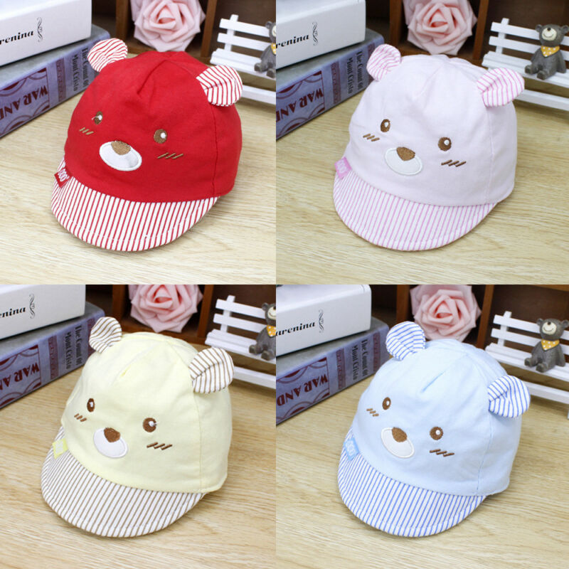 Cute Bear Baby Kids Caps Cotton Soft Baby Girls Boys Caps Summer Beach Hats For Kids Infant Children Sun Hat With Ear