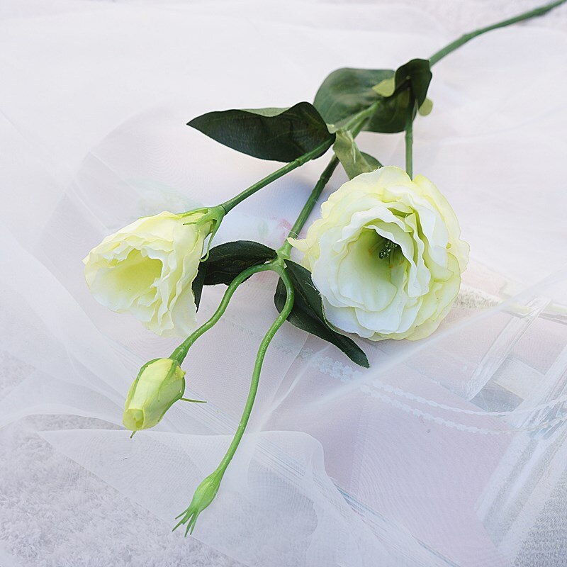Hvid lisianthus kunstige silke blomster hjemme bord indretning fotografering blomster blomsterartikler: Grøn