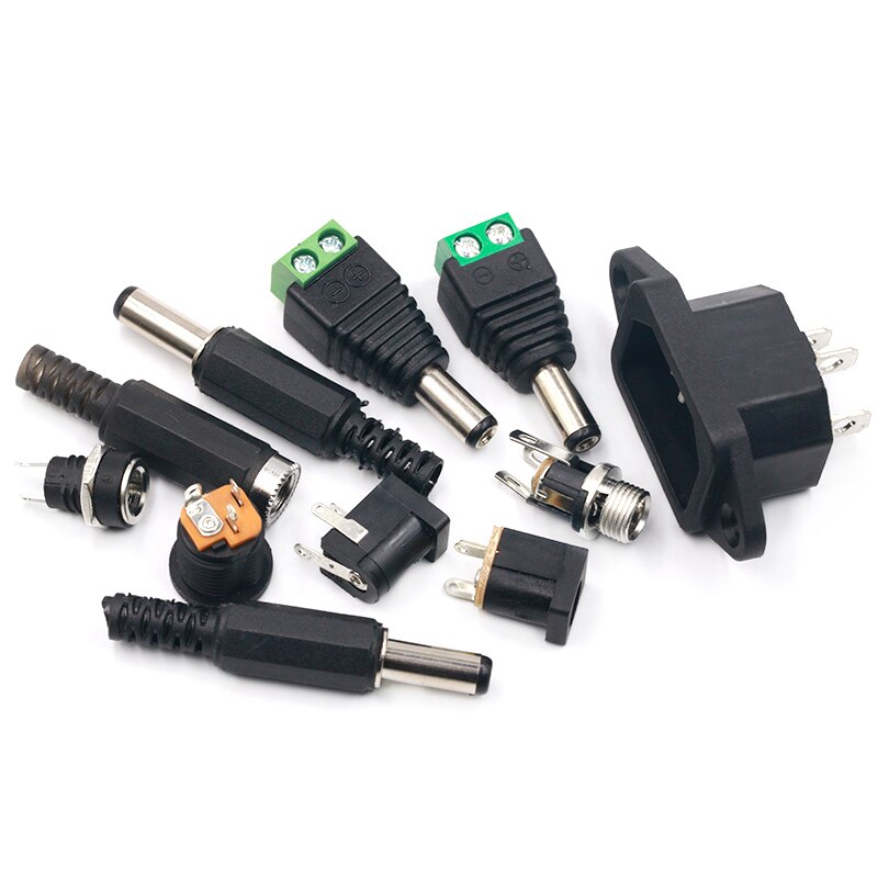 10Pcs Dc Power Connector Pin 2.1X5.5Mm Vrouw Plug Jack + Stekker Jack Socket Adapter Pcb mount Diy Adapter Connector 2.1X5.5