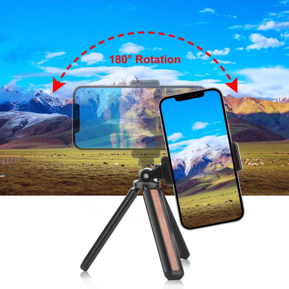 Inlaid Wood Desktop Live Tripod Multi-function Mobile Phone Holder Folding Portable 1/4 Screw Mini Tripod For Photography Camera
