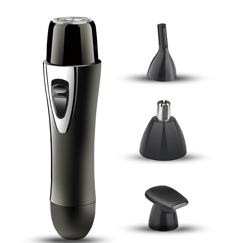 4- in- 1 epilator wenkbrauw neus haartrimmer haar ontharing scheerapparaat tondeuse schoon draagbaar multifunctioneel oplaadbaar unisex gezicht: Zwart