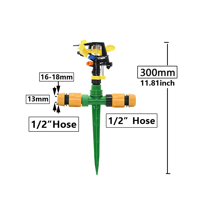 360 Degree Rotating Jet Sprinklers Double Outlet Rocker Nozzles1/2" Male Thread For Garden Farm Lawn Irrigation: Navy Blue