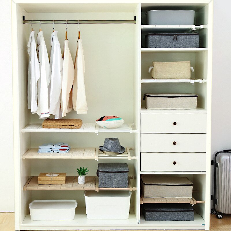 Smartlife Adjustable Storage Rack Shelf Layered Separator Telescopic Easy Install Heavy Duty Retractable Wardrobe Partition Rack