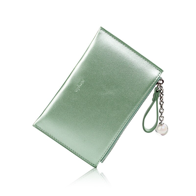 Mini Women's Wallet Female Slim Cute Leather Thin Ladies Coin Purse for Cards Small Wallet Women with Zipper portomonee vrouwen: Green