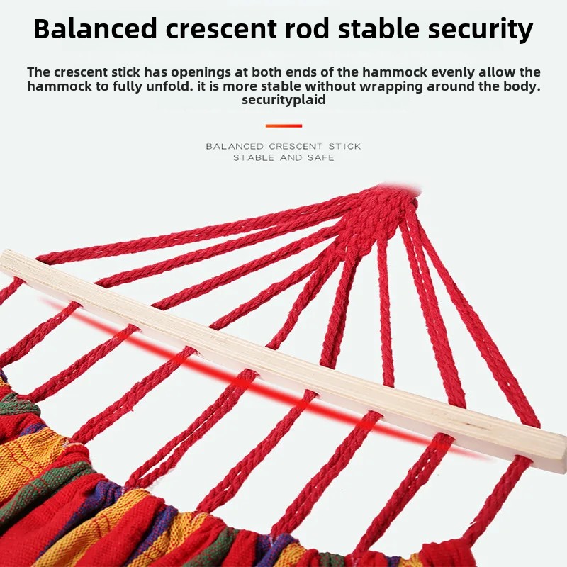 Indoor Outdoor Canvas Hammock Swing Chair Single Double Person Anti-Tip Camping Swings Bend Rod Bed for Sports And Entertainment