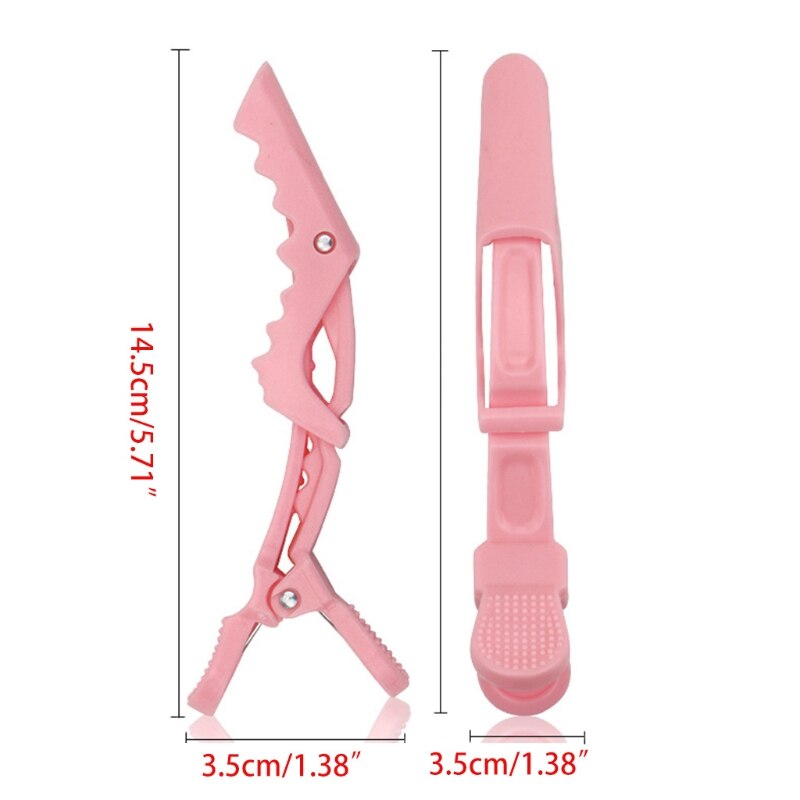 6 Pcs Sectioning Clips Hair Sectioning Clip Clamps Pink Alligator Plastic Hairdresser Clips for Hairdressing Styling Salon