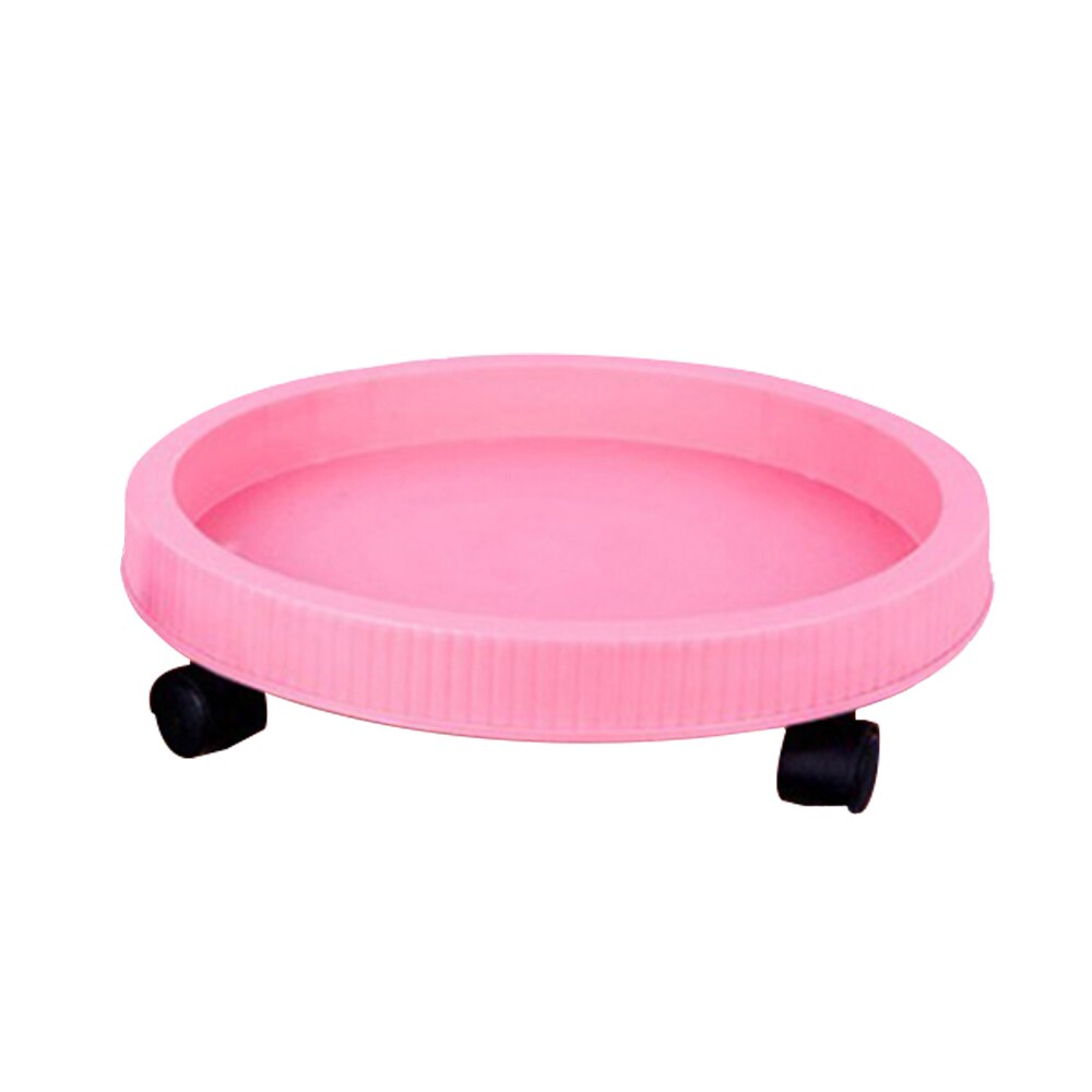 Removable Flower Pot Tray Round Plastic Tray Heavy Duty Flower Pot Rack Plant Caddy Rolling Potted Plant Stand Apr15: Pink