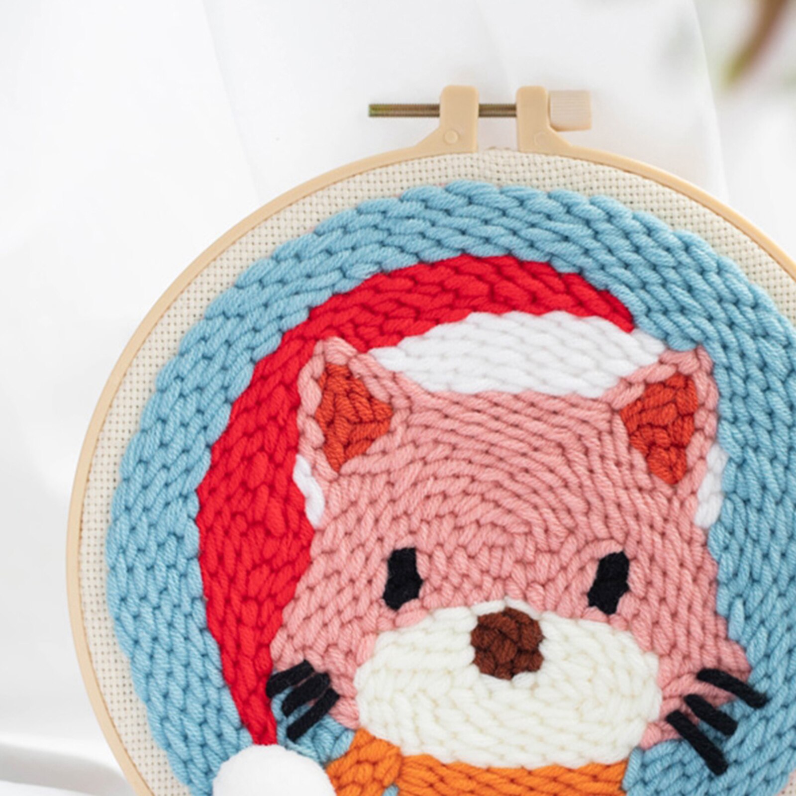 Punch Needle Embroidery Kit with Basic Tools Hand Craft Cartoon Pattern 20cm