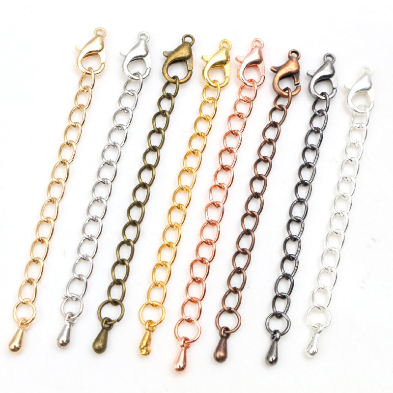 10Pcs 50 70Mm Gold Verzilverd Uitgebreide Uitbreiding Tail Chain Kreeft Sluitingen Connector Voor Diy Ketting Sieraden Maken bevindingen