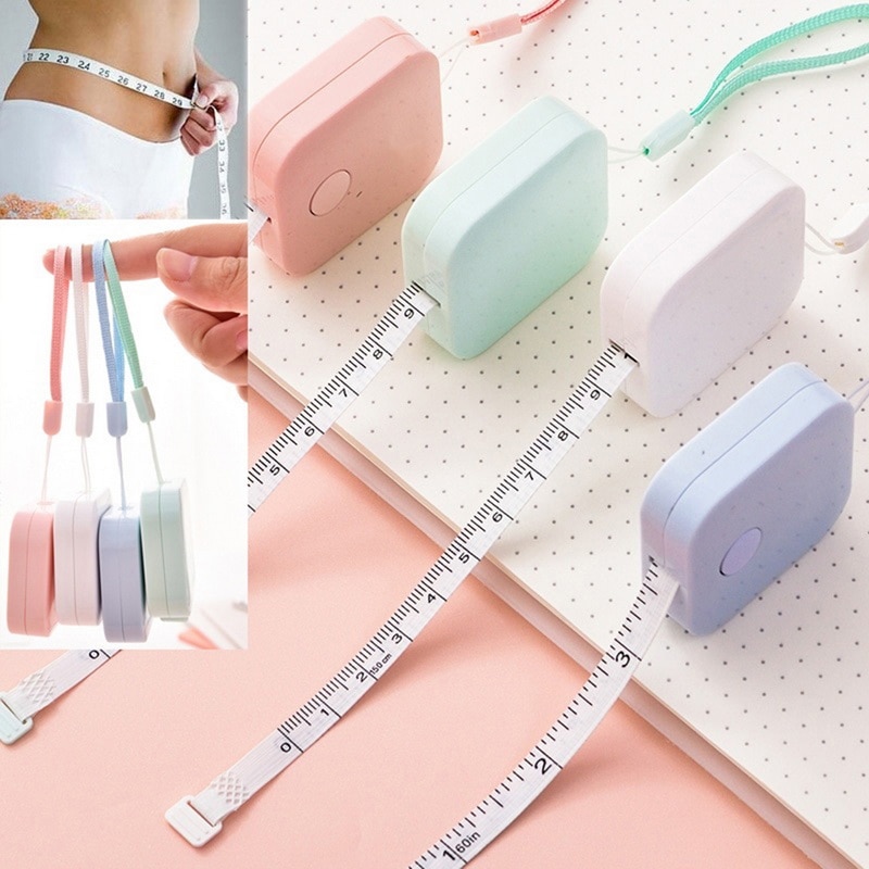 150cm Tape Measure Portable Retractable Ruler Children Height Sewing Machine Sticker Centimeter Inch Roll Tape Body Random Color