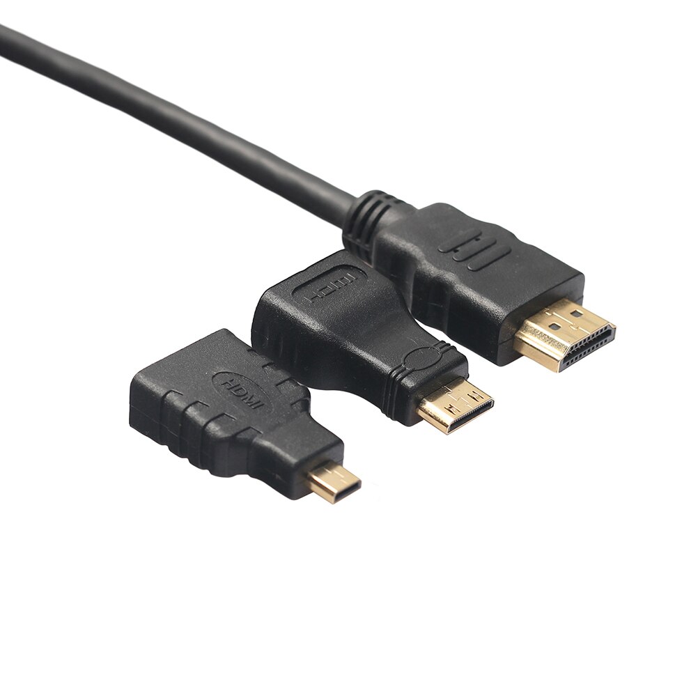 Adaptador 3 en 1 chapado en oro V1.4 HDMI a HDMI Mini HDMI Cable Micro HDMI para Xbox360 para PS3 HDTV 1080P móvil