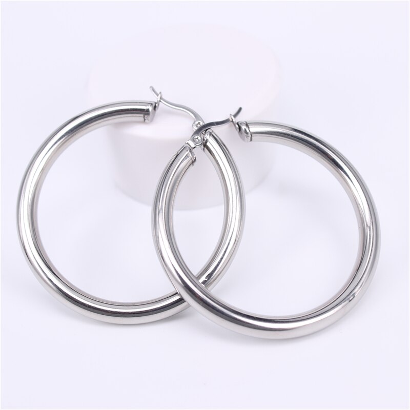 316L stainless steel jewelry earrings Gold color female Hoop earrings for Women LH143: 50MM silver color