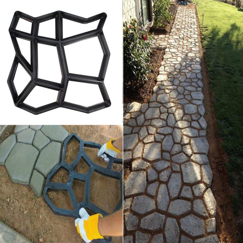 Diy plástico reutilizável manualmente pedra piso de estrada pavimentação cimento concreto tijolo caminho fabricante moldes decoração do jardim