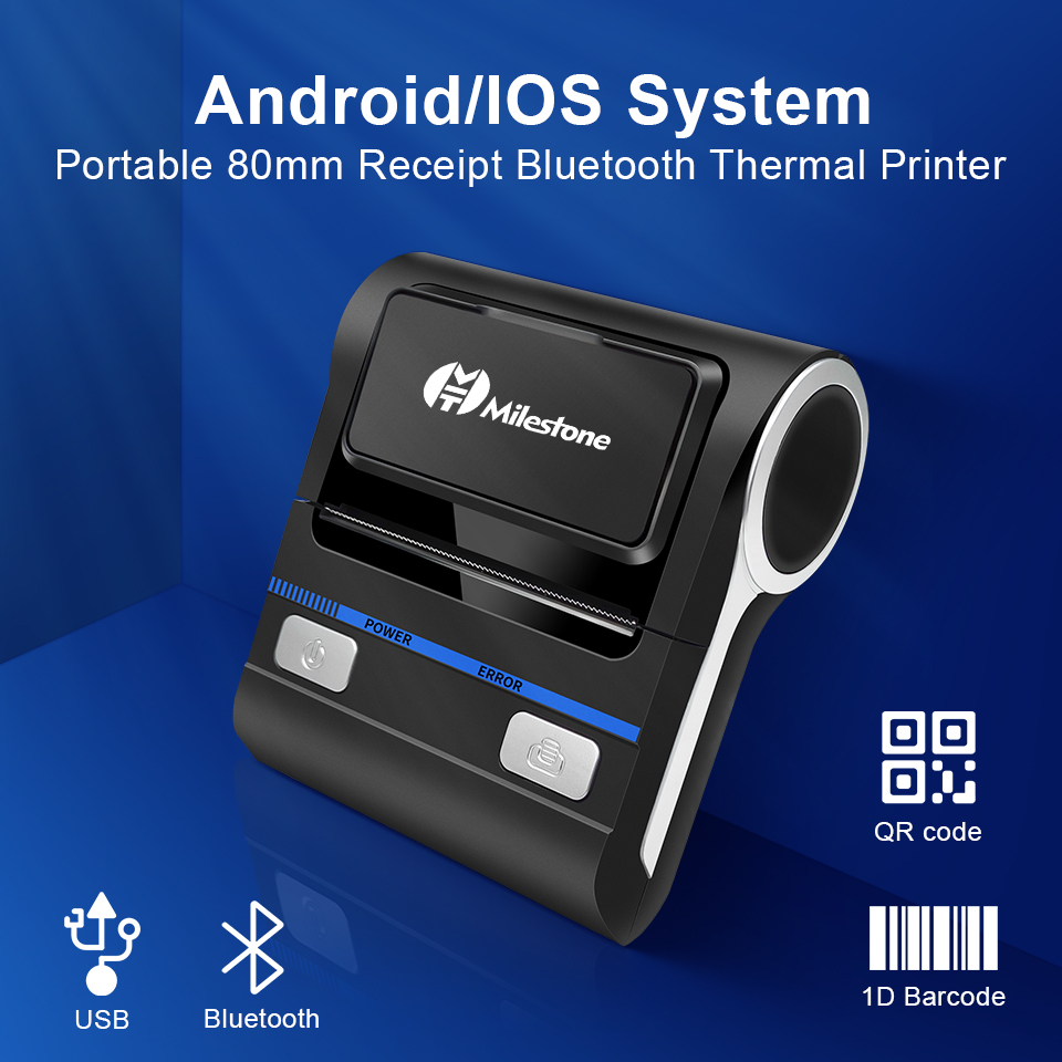 Bluetooth Receipt Printers Wireless Thermal Printer 80mm Compatible With Android/Windows Mini USB POS Printer For Restaurant