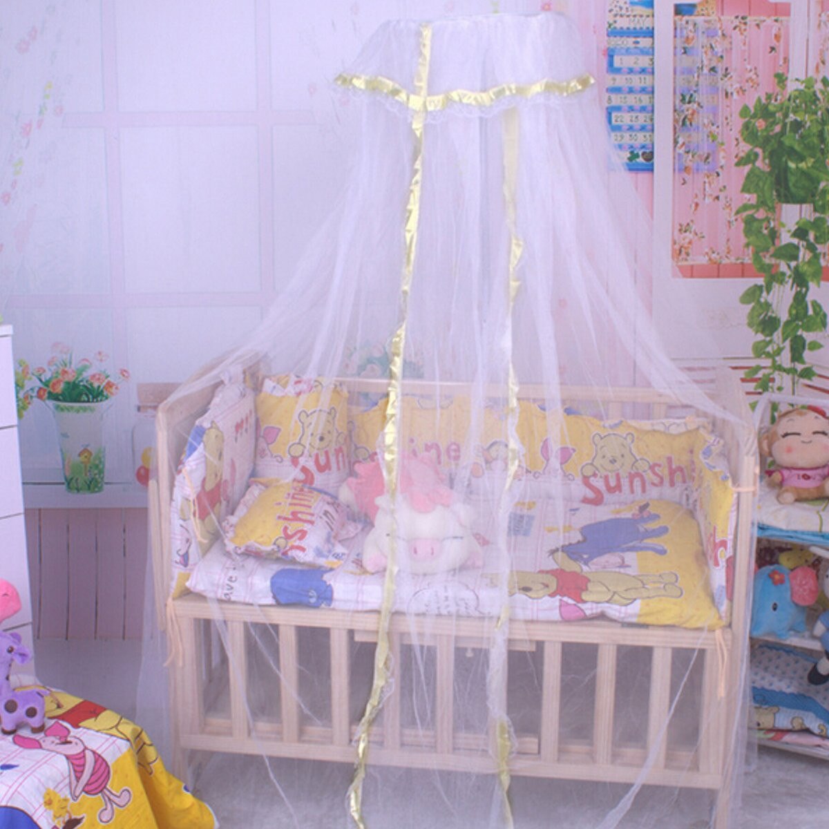 40 x 150cm Baby Infant Dome Mosquito Net Toddler Bed Crib Canopy Netting Kids Bedroom Bedding: Yellow
