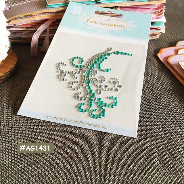 Diy Decal Adhesive Glitter Flower Sticker Craft Sticker Rhinestone Strip Scrapbooking Cloth Greeting Card Handmade Decor Sticker: E