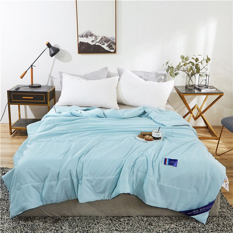 Effen Zijde Gewatteerde Deken Zomer Dunne Sybean Fiber Quilt Dekbed Huidvriendelijke Sprei Beddengoed Bed Cover Grijs Paars Blauw