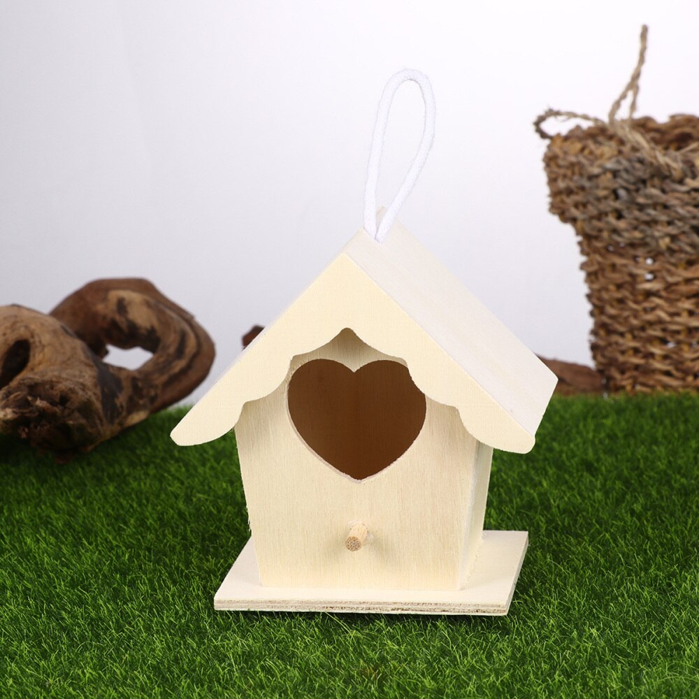 1pc Bird Nest Wooden Bird Nest Hanging Birds Living Place House Shape Bird Nest Wooden Hanging Bird Nest