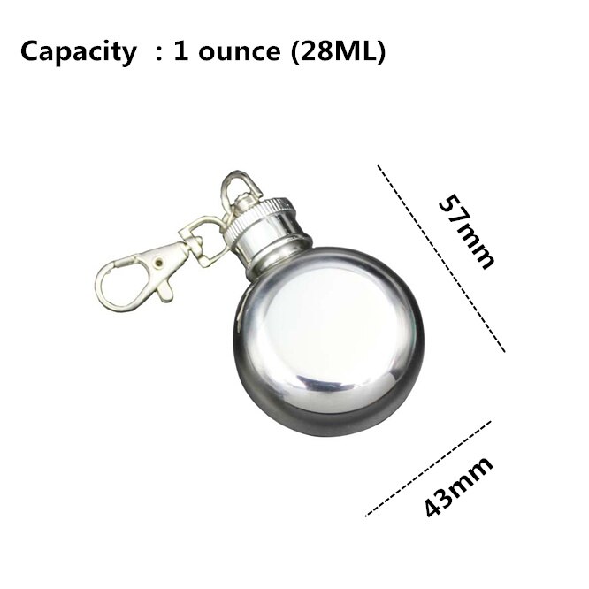 1oz Mini Round Hip Flask Stainless Steel Alcohol Whiskey Hip Flask Pocket Flagon Chic Drinkware Bottle Hanging ornament