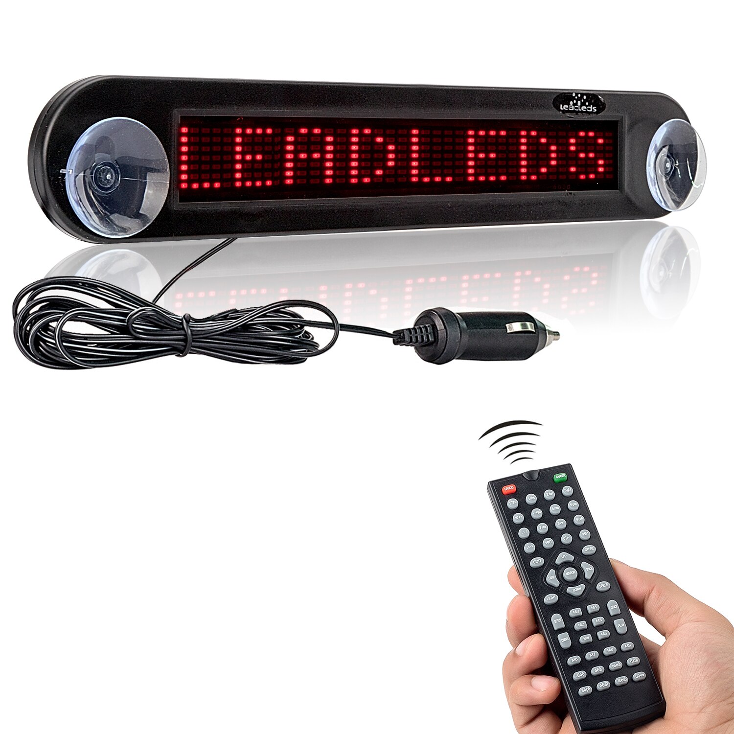 30CM 12V LED Car Sign Remote Control Programmable Scrolling Message LED Display Screen 7X40 Pixels Support English and Russinan