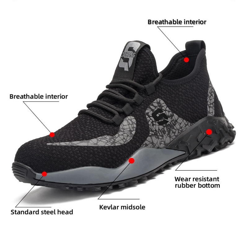 Safety Shoes Men Anti-smash Stab-resistant Ryder Shoes Immortal Indestructible Work Shoes With Steel Toe Breathable Sneakers