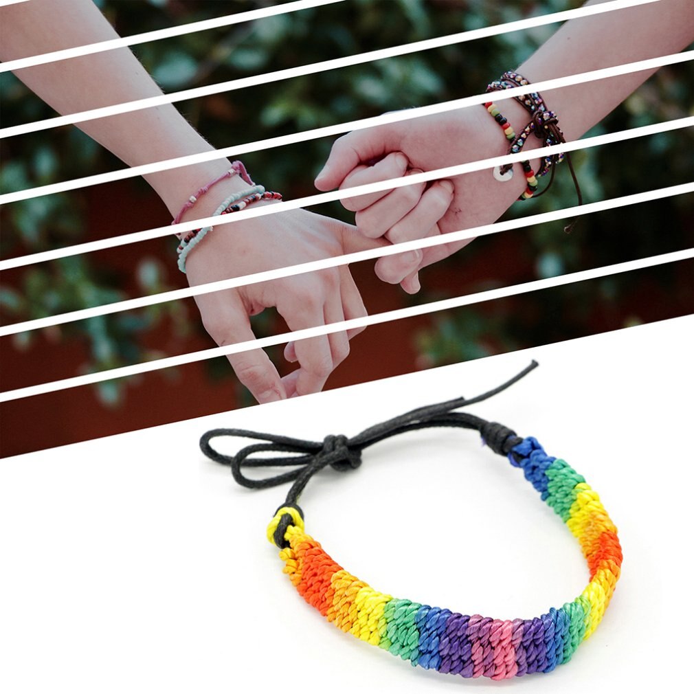 Seven Color Rainbow String Strand Friendship Bracelet Exquisite Pride Woven Braided Rope Bracelets Jewelry