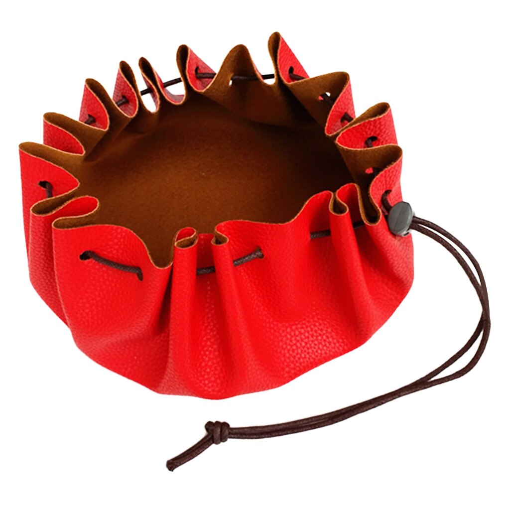 Portable 15'' PU Leather Drawstring Storage Pouch For Tinder, Foraged Edibles,