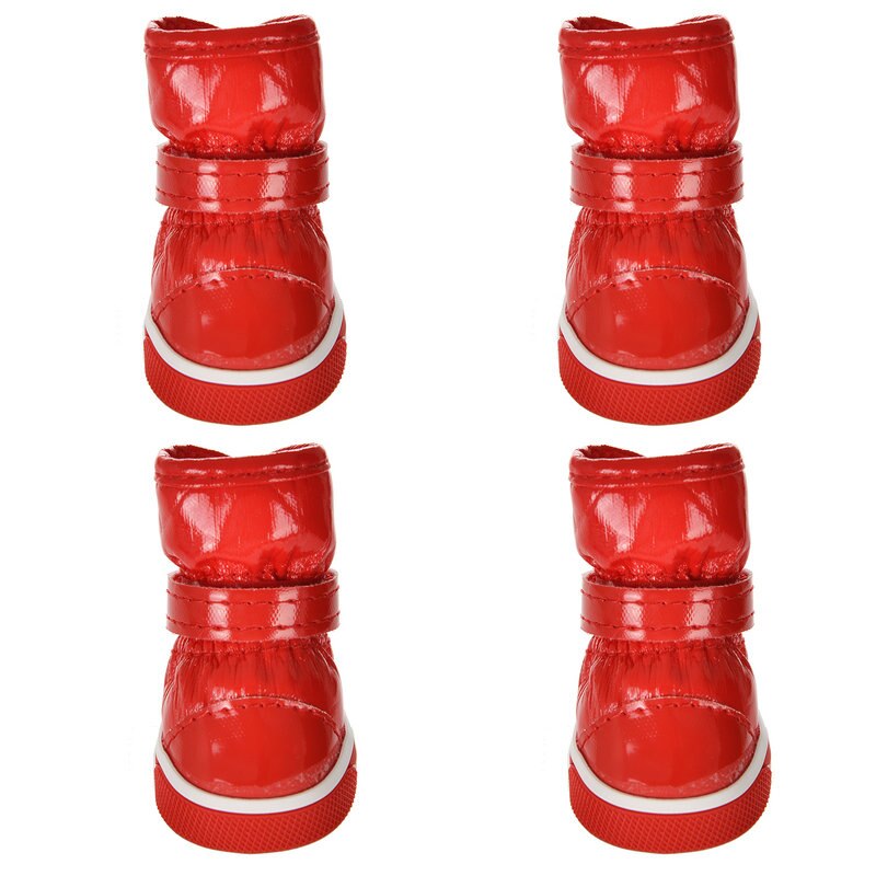 Winter Pet Dog Shoes For Small Dogs Warm Fleece Puppy Pet Shoes Waterproof Dog Snow Boots Chihuahua Yorkie Shoes Pet Products: Red / 3