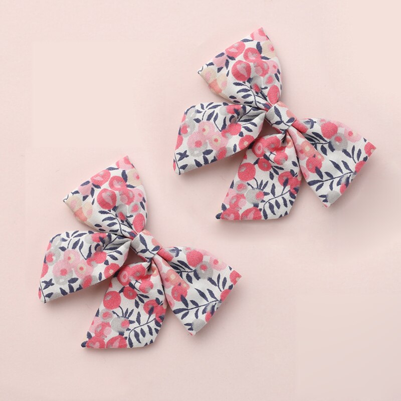 Pinzas para el pelo con estampado Floral para niña, pasador de pelo para niña, pasador de algodón Liberty, accesorios para el cabello de verano, 2 unids/set por juego: 5