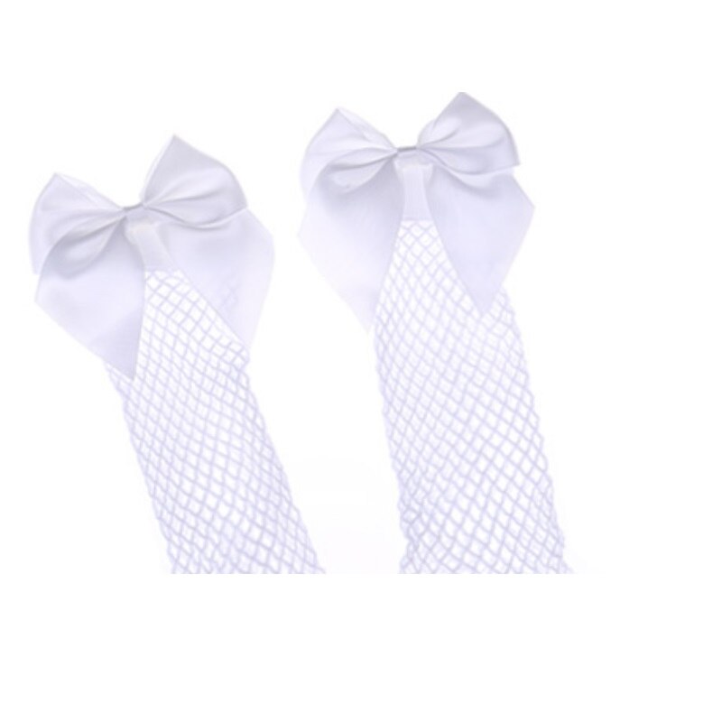 1 paire femmes bébé filles enfants maille chaussettes taille unique arc résille cheville haute dentelle poisson Net Vintage court chaussette été: WHITE