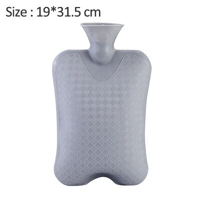 Water Bottle Solid Color Thick PVC Silicone Rubber Water Bottle Irrigation Hand Warmers Warm Palace Warm Bag: Gray-L