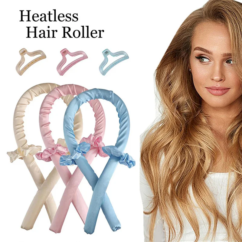 Barra rizadora sin calor para el cabello, cinta para rizos de seda sin calor, rulos suaves para dormir, rizadores de pelo perezosos, varilla de espuma, herramientas de peinado