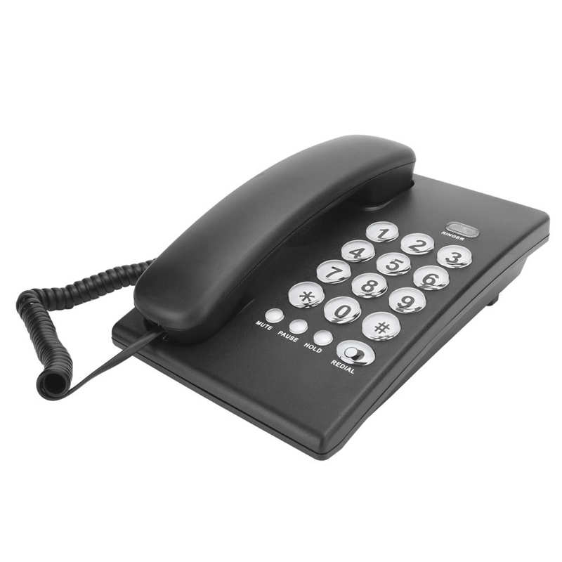 Mini teléfono fijo KX-T504, portátil, para negocios familiares, oficina, función de silencio, color negro ABS