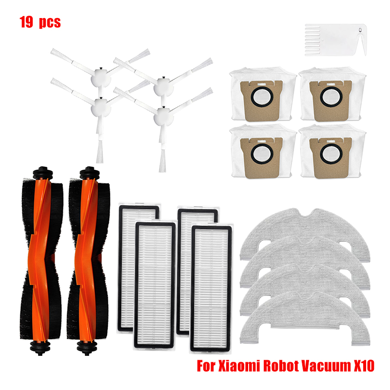 Piezas de Robot aspirador Xiaomi X10, Cepillo Lateral principal, filtro Hepa, paño de mopa, bolsa de polvo, accesorios de repuesto: Amarillo claro