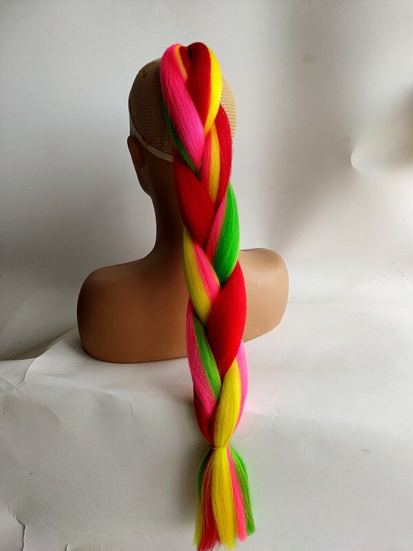 Hywamply 24" Synthetic Jumbo Braid Hair Extension African Braiding Attachment for Twist Box Dread Braids Blend Ombre Candy Color: Y9