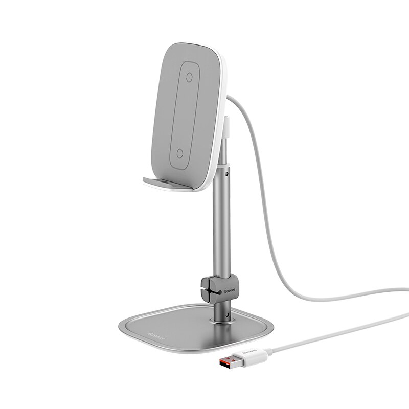 Baseus 15W Draadloze Charger Stand Voor Iphone Samsung Xiaomi Verstelbare Tablet Stand Desktop Mobiele Telefoon Houder Voor Ipad Pro air: Silver