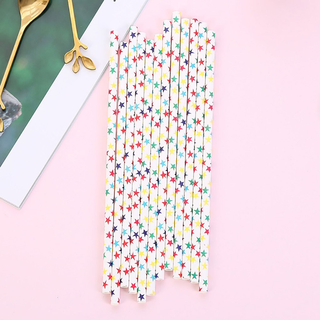 Disposable Drinking Paper Straws 25Pcs Dinner Party Drinking Straws Home Paper Party Straws D724