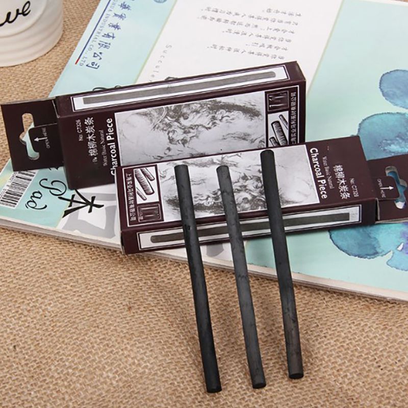 6pcs/set 11*0.7cm Sketching Charcoal Strips Cotton Willow Charcoal Bars For Artist Chinese Oil Painting Drawing Sketching Tools