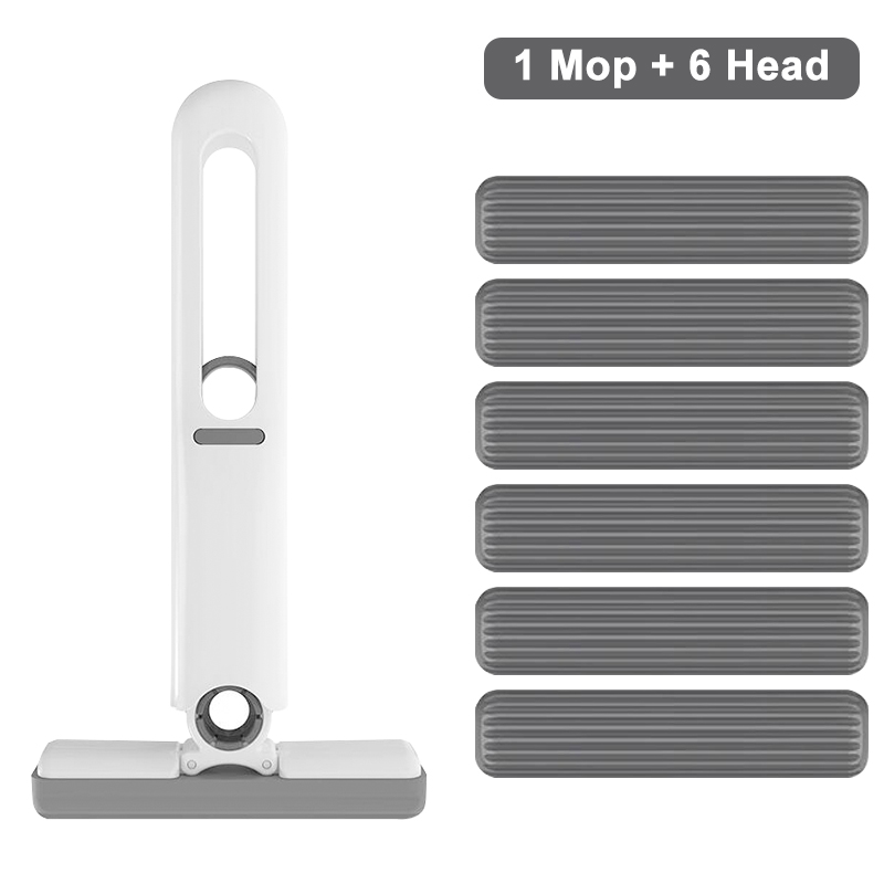 Mini Mop Draagbare Zelf Knijp Kleine Mops Zelfwringende Mop Sterke Absorberende Spons Mops Bureau Venster Auto Schoon Gereedschap: WHITE