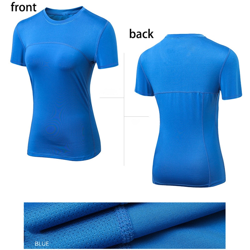 Frauen Lauf T-Hemden, schnell trocken Kompression Sport T-Hemden, Fitness Fitnessstudio Lauf Hemden Abschläge, Sport Tragen für Frau Fitnessstudio