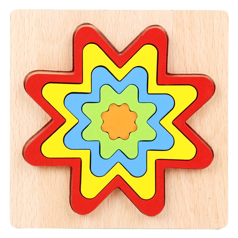 Wooden Geometric Shape Puzzle Kids Montessori Toys Educational Shape Cognition Children Jigsaw Puzzle Board Learning Sensory Toy: WT153C