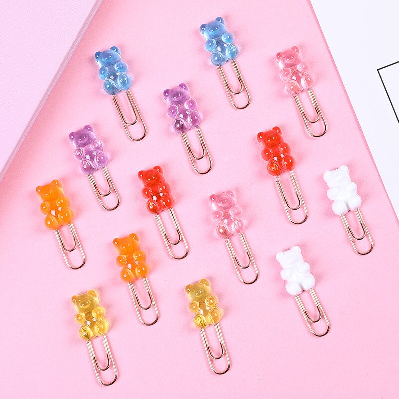 2 pcs/lot Cartoon Transparent Bear Bookmark for book Cute Binder Clips Notes Letter Paper Clip Office school Supplies