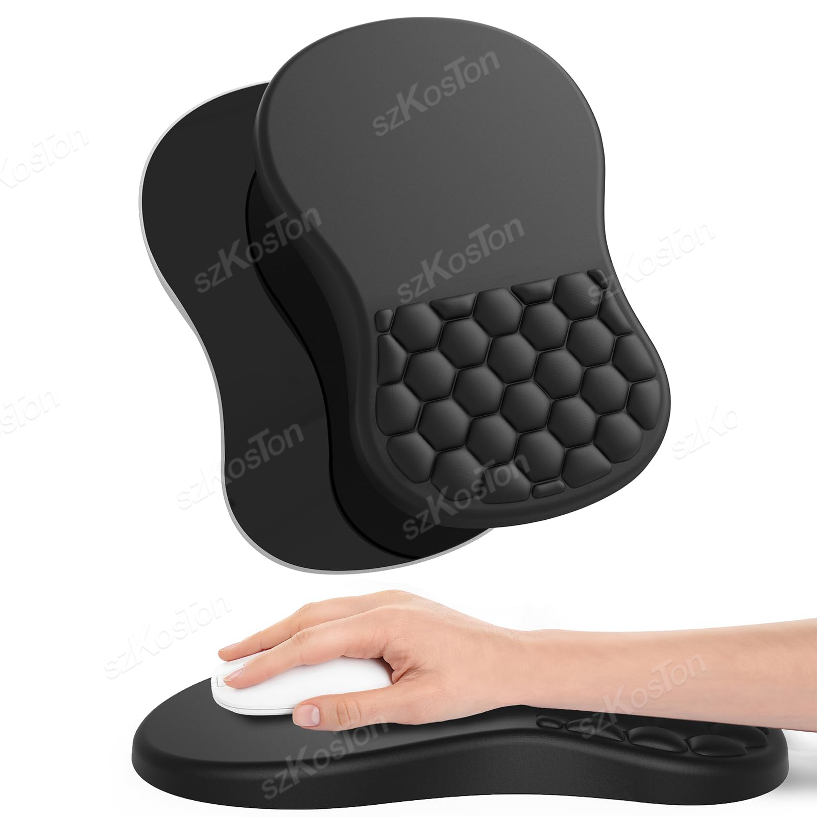 Mouse Pad with Wrist Rest Ergonomic Integrated Memory Foam Slope Massage Bulge Office Mouse Pad for Carpal tunnel Pain Relief