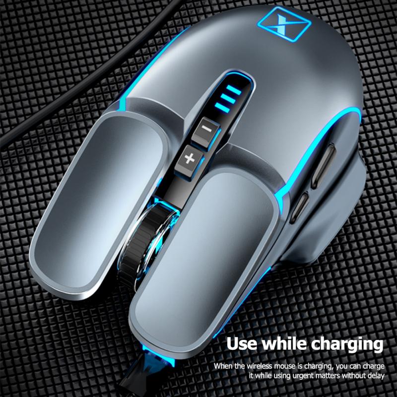 M215 Gaming Mouse Rechargeable Wireless Mouse 2400 DPI Ergonomic White / Grey 6 Keys RGB LED Mouse For Laptop Computer