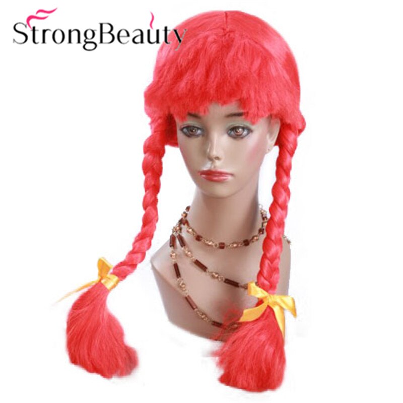 Pelucas trenzadas largas StrongBeauty con flequillo trenzado Peluca de mujer sintética de pelo rojo/blanco: red