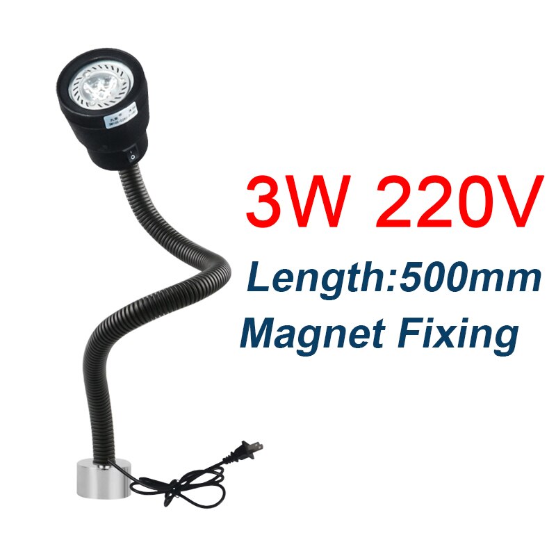 LED Machine-outil lumière 24V 220V ampoule variable atelier CNC tour fraisage éclairage industriel LED Machine lampe: 3W 220V Magnet Base