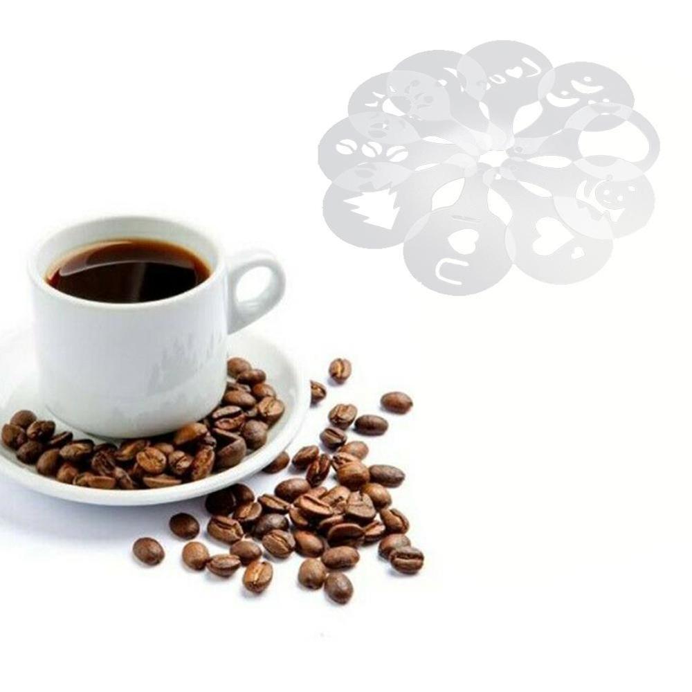 1/8Pcs Christmas Cookie Stencil Coffee Latte Cappuccino Coffee Duster Art Cake Templates Stencils Tools Barista Accessories S8T7