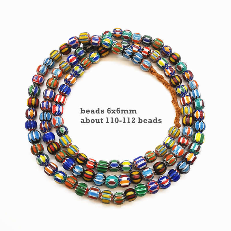 TSB0199 Nepal Hand Colorful Striped Lampwork Beads Strand Antiqued Trade Glass Bead: PURPLE