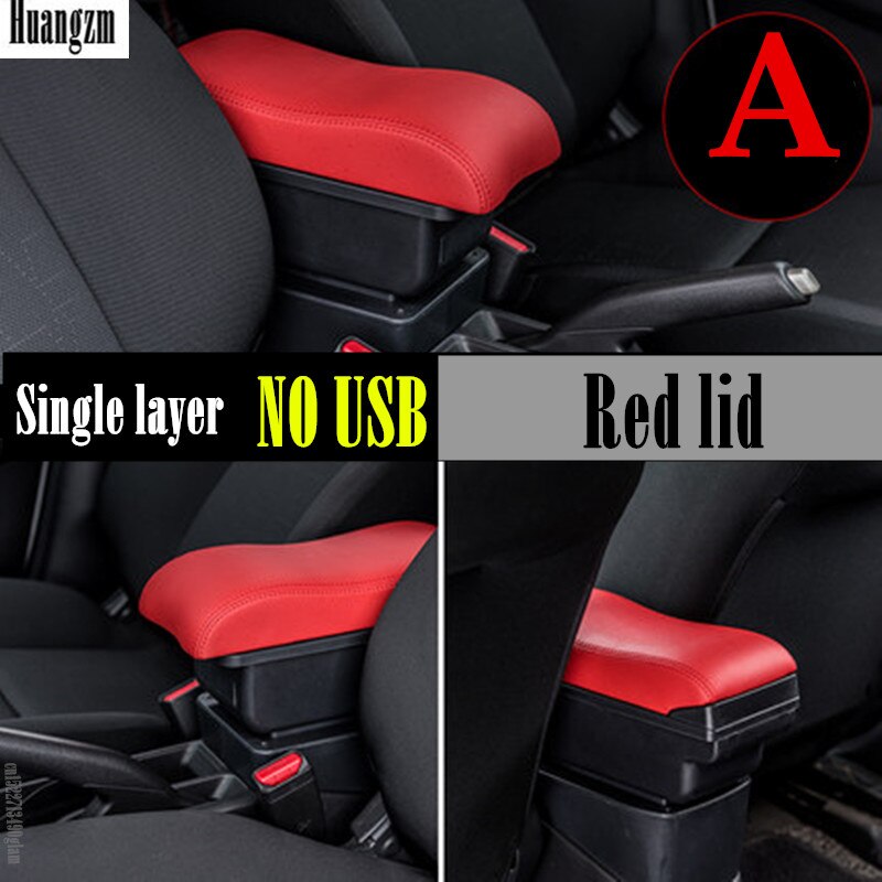 Voor Ford Fiesta Armsteun Doos Voor Ford Fiesta MK7 Interieur Onderdelen Speciale Retrofit Onderdelen Auto Armsteun Center Opbergdoos Met usb: A4 red No USB