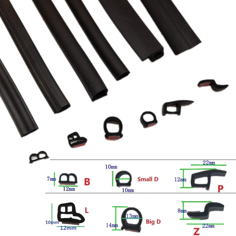 4 meter Grote D Kleine D Z Vorm P Type 3M Auto Deur Afdichting Strip EPDM Geluidsisolatie Anti -stof Geluidsisolatie Auto Rubberen Afdichting